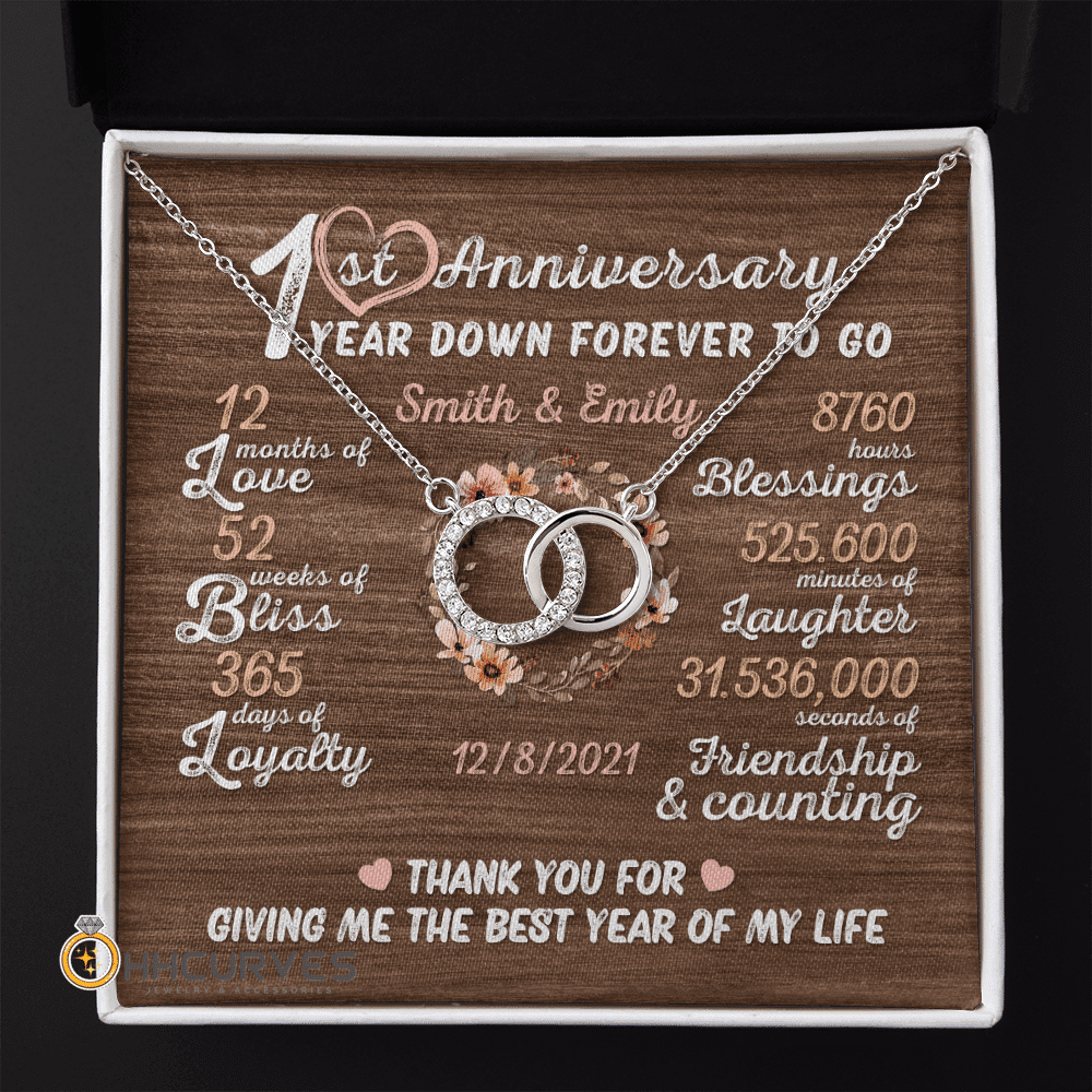 Custom Name And Date Anniversary Presents By Year One Year Down Forever To Go First Anniversary Gifts For Her Perfect Pair Necklace Toptrendygear