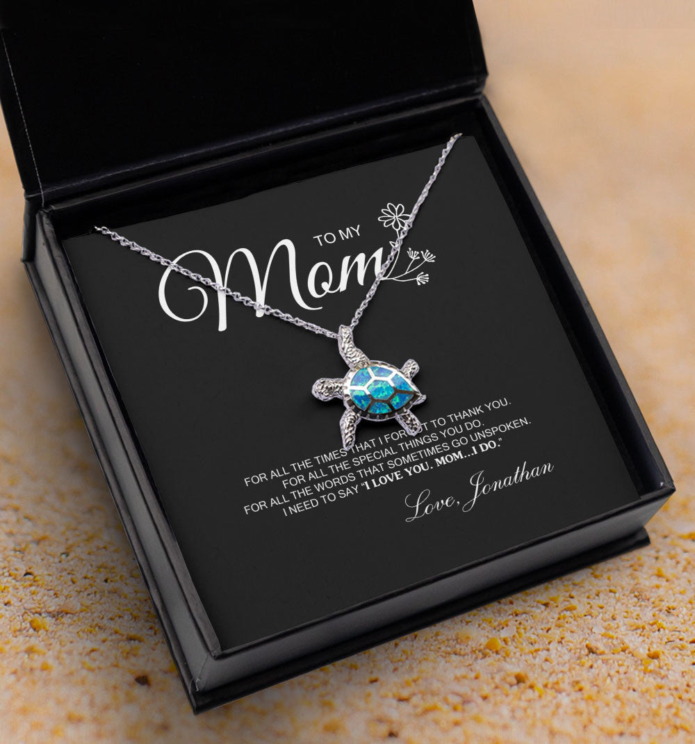 To My Mom For All The Time Opal Turtle Necklace Toptrendygear