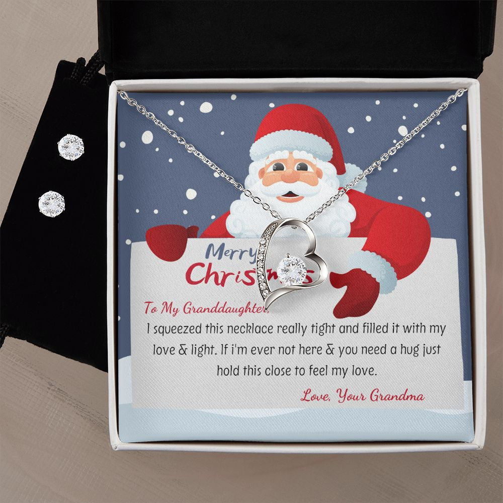 To My Granddaughter From Grandma Hold This Close Forever Love Necklace With Free Cubic Zirconia Earrings Unique Gifts For Christmas