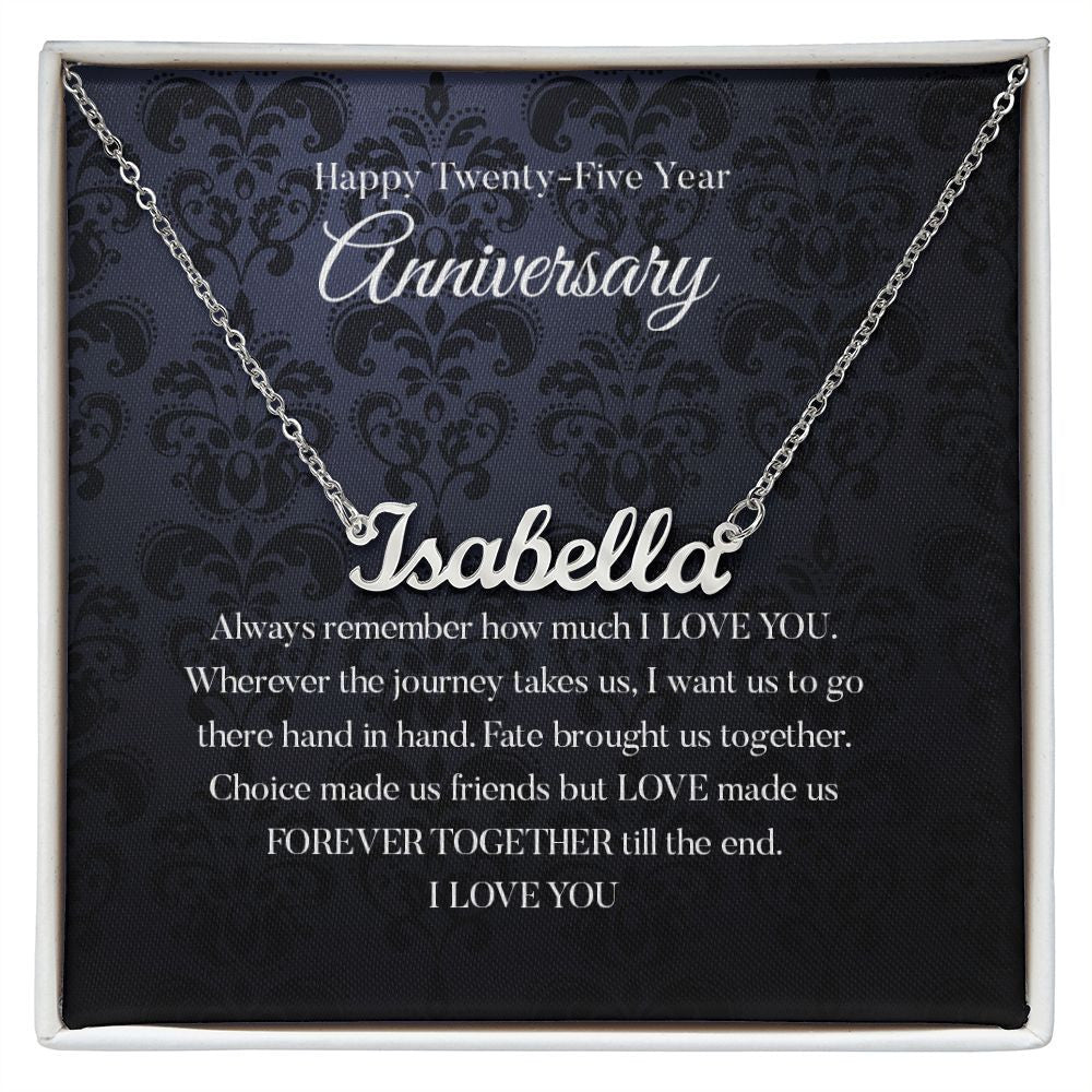 Her Necklace Happy Twenty Five Year Anniversary Personalized Name Necklace