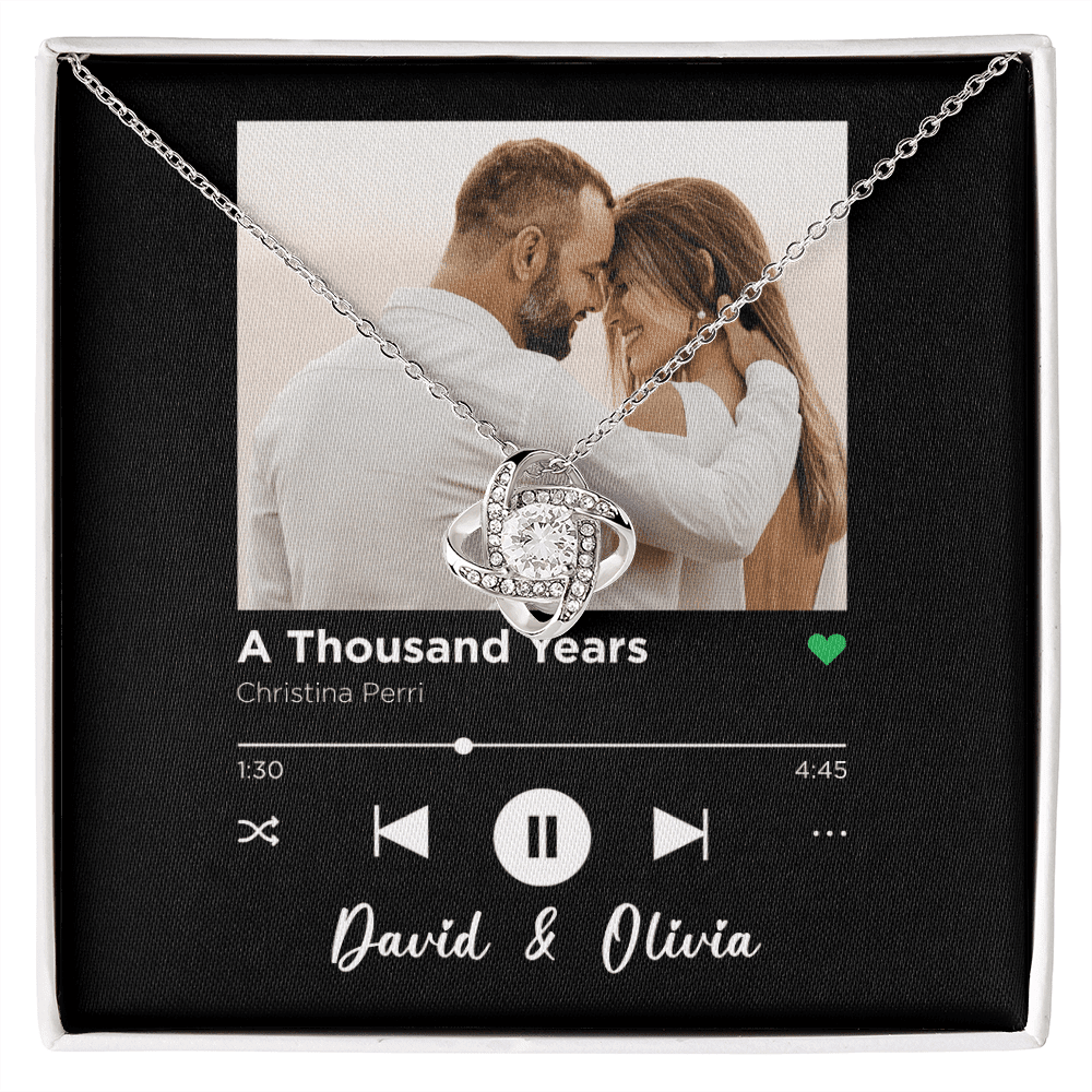 A Thousand Years Spotify Code Song Art Custom Name And Photo Love Knot Gold Necklace Gift For Her