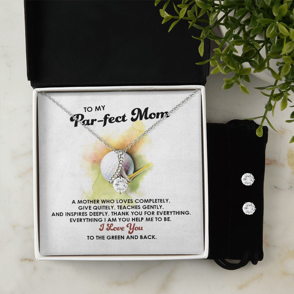 Mother Necklace, To Parfect Golf Mom I Love You To The Green And Back Forever Love Necklace Set Best Gifts For Mom