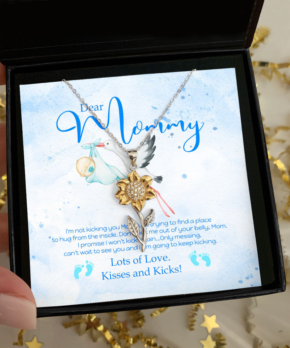 To My Mommy Lots Of Love Kisses And Kicks Sunflower Pendant Necklace Toptrendygear