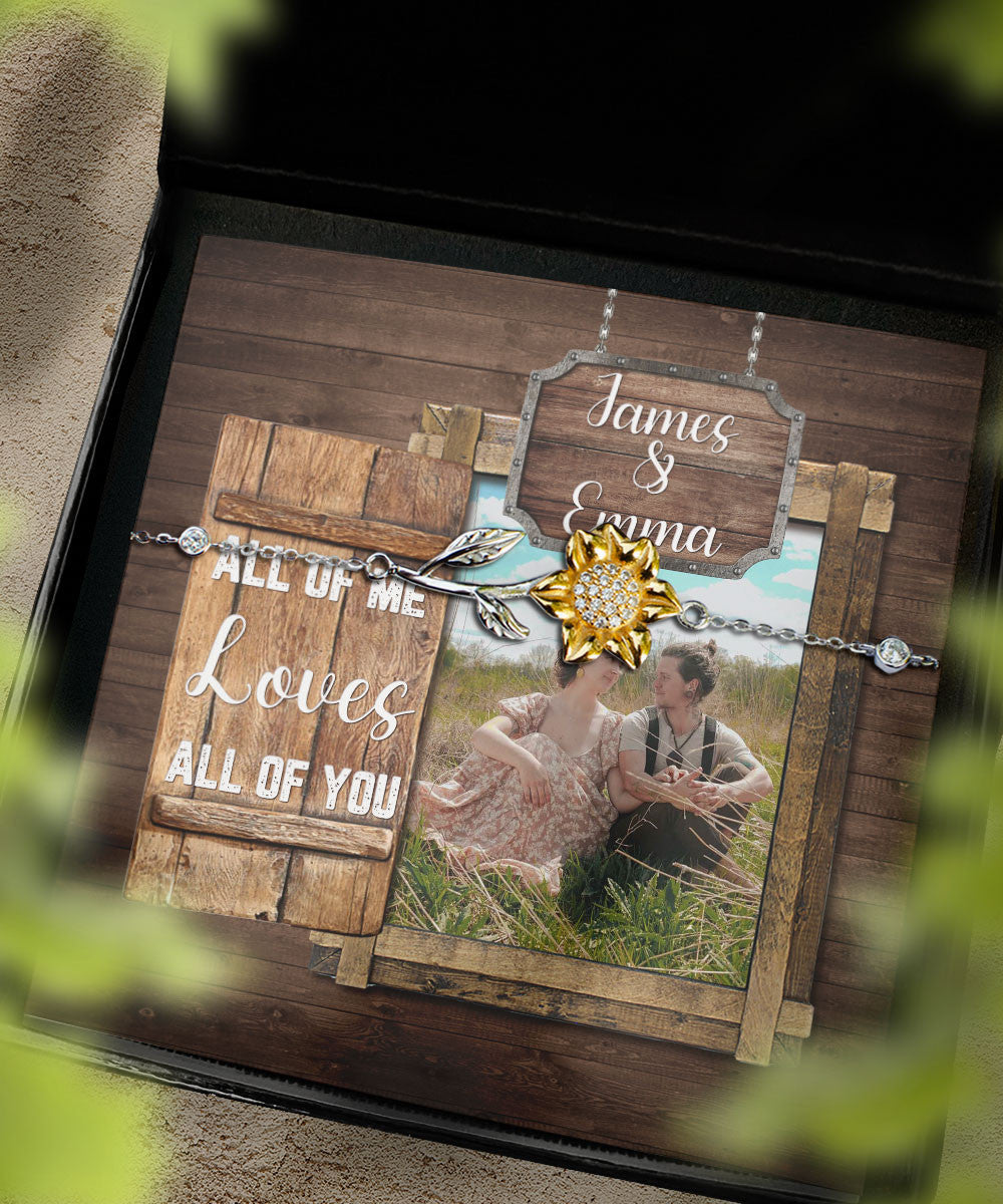 All Of Me Loves All Of You Custom Name And Photo Sunflower Bracelet Anniversary Gifts For Her Toptrendygear