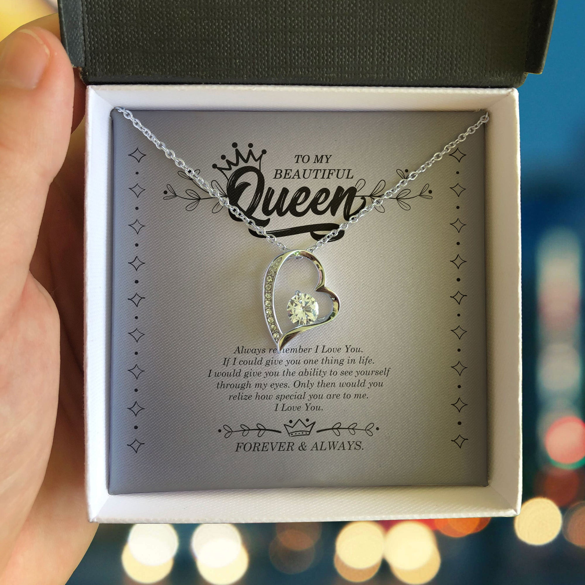 To My Beautiful Queen Always Remember I Love You Forever Love Necklace