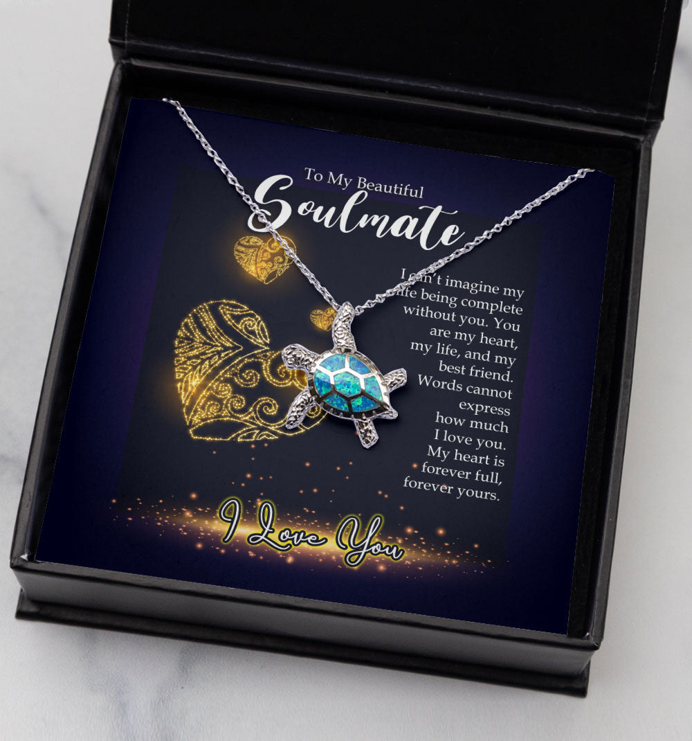 To My Beautiful Soulmate My Heart Is Forever Full Opal Turtle Necklace Gift For Her Toptrendygear