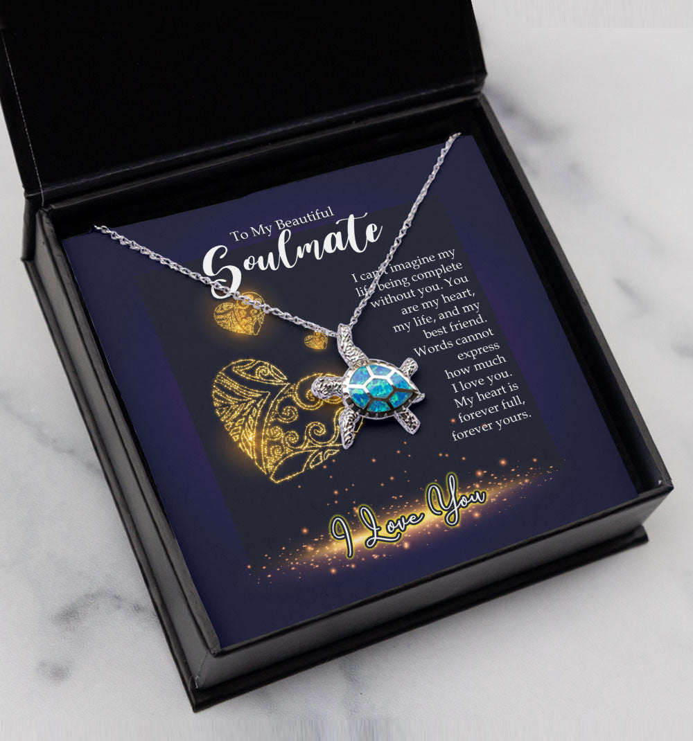 To My Beautiful Soulmate My Heart Is Forever Full Opal Turtle Necklace Gift For Her Toptrendygear