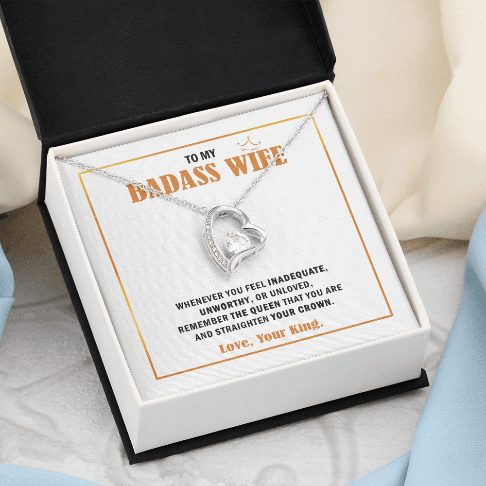 Wife Necklace, To My Badass Wife Queen Forever Love Necklace