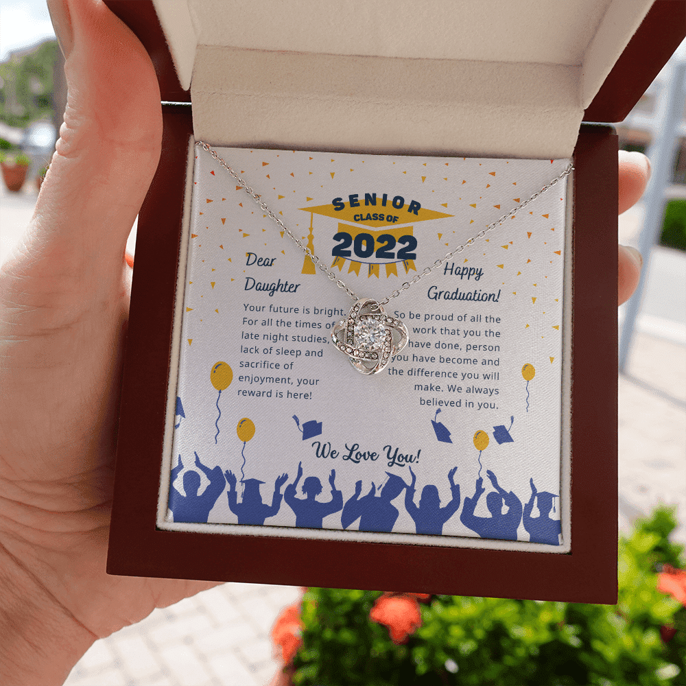Your Future Is Bright Love Knot Necklace Graduation Gift For Daughter Toptrendygear