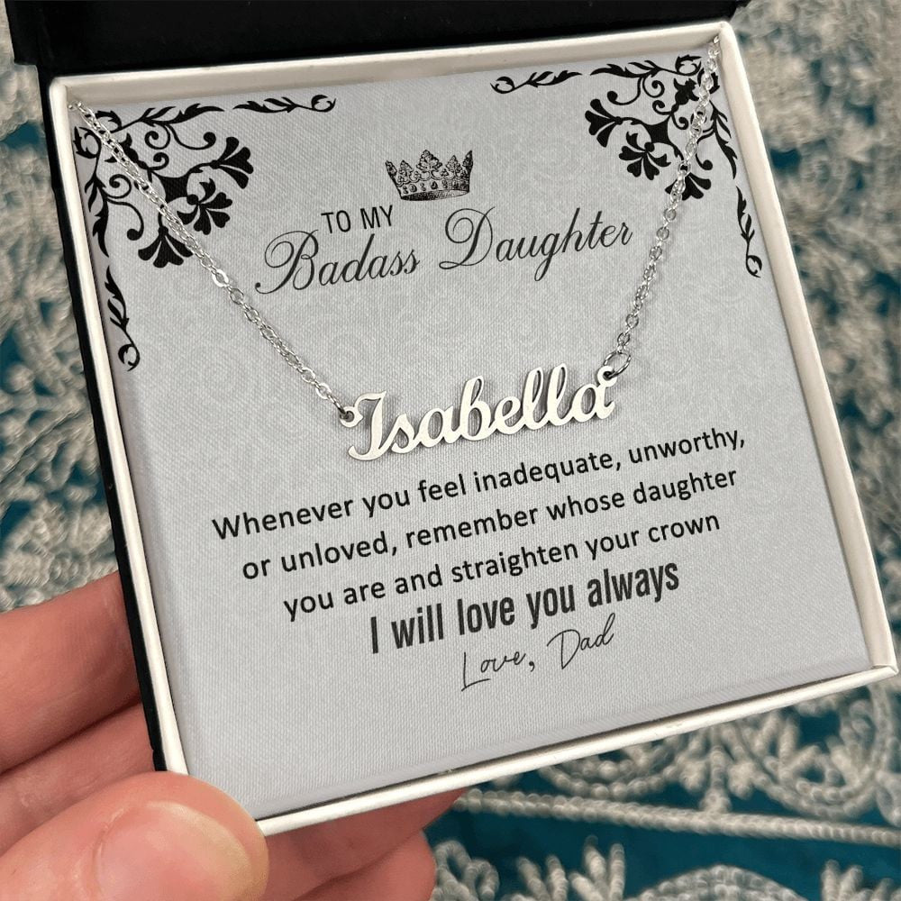 To My Badass Daughter From Dad Personalized Name Necklace