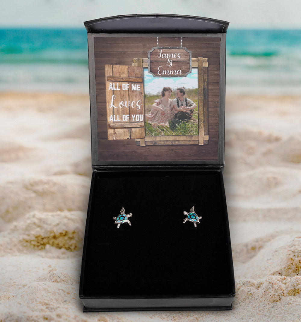 All Of Me Loves All Of You Custom Name And Photo Opal Turtle Earrings Anniversary Gifts For Her Toptrendygear
