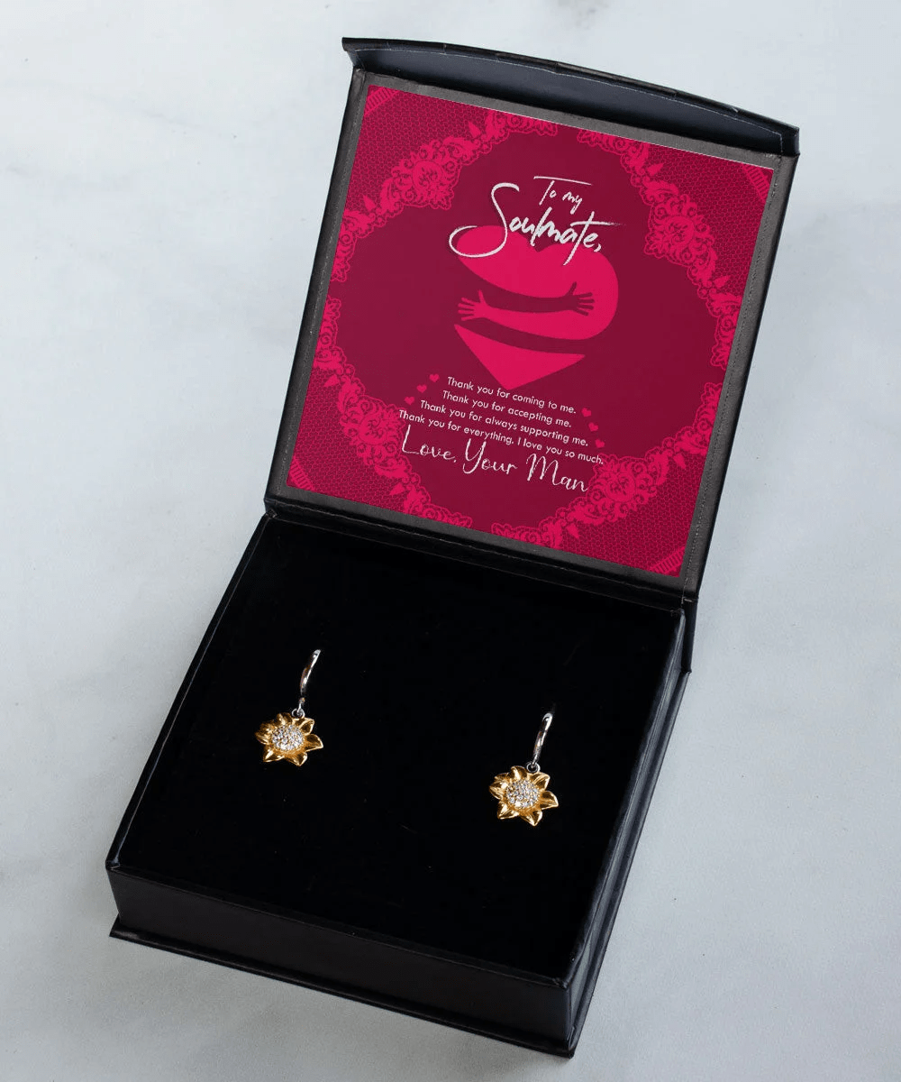 To My Soulmate Thank You For Everything Sunflower Earrings
