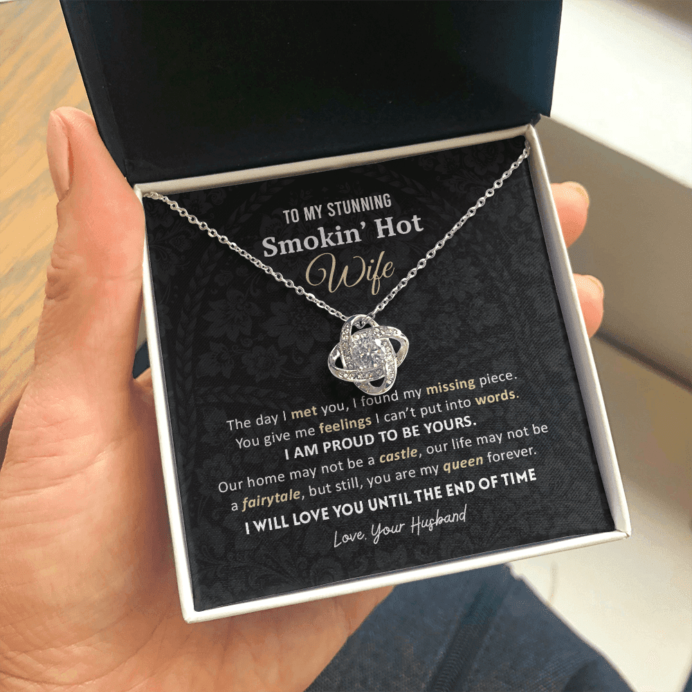 Gift For Wife - You Are My Queen Forever Love Knot Necklace