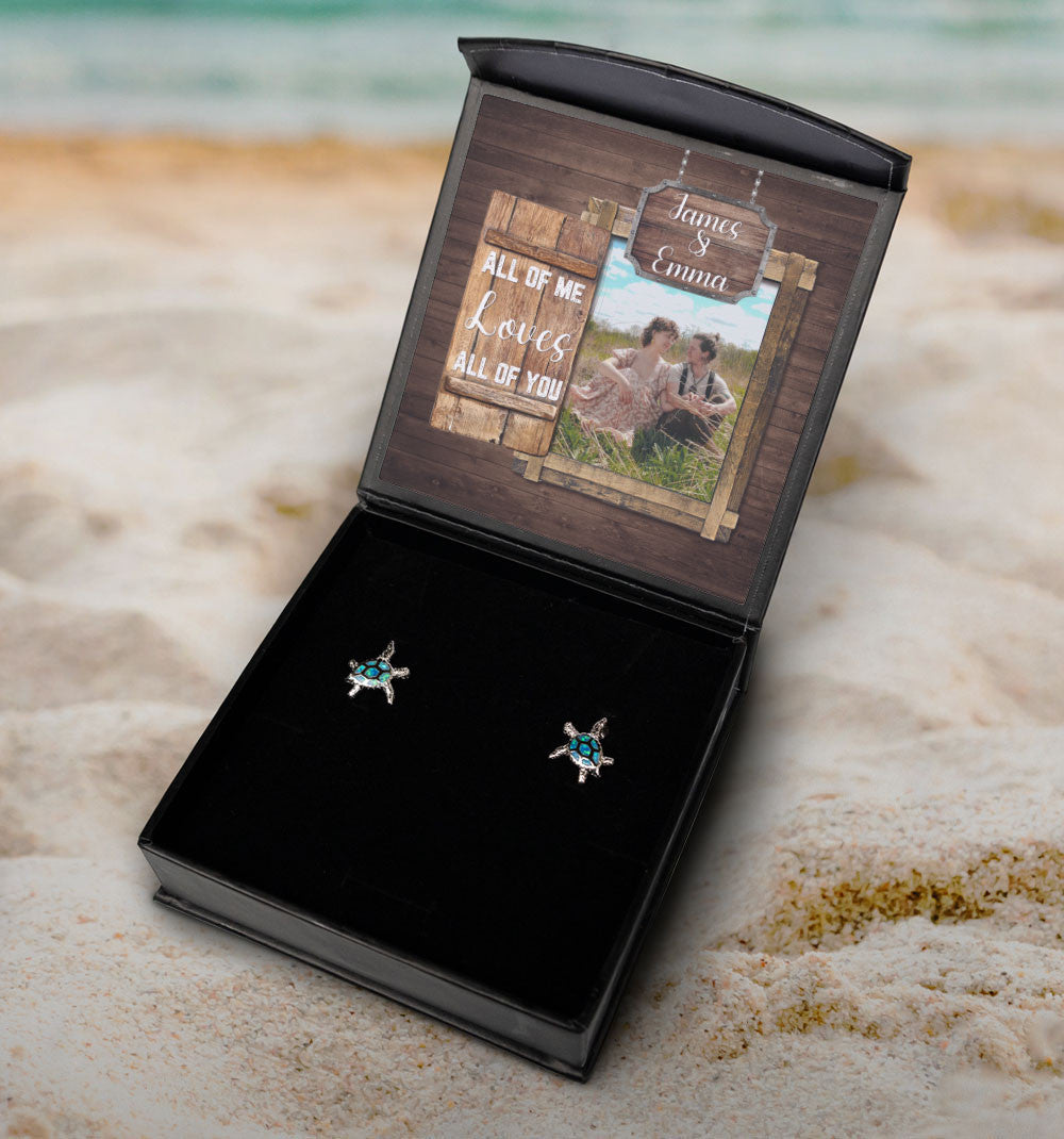 All Of Me Loves All Of You Custom Name And Photo Opal Turtle Earrings Anniversary Gifts For Her Toptrendygear