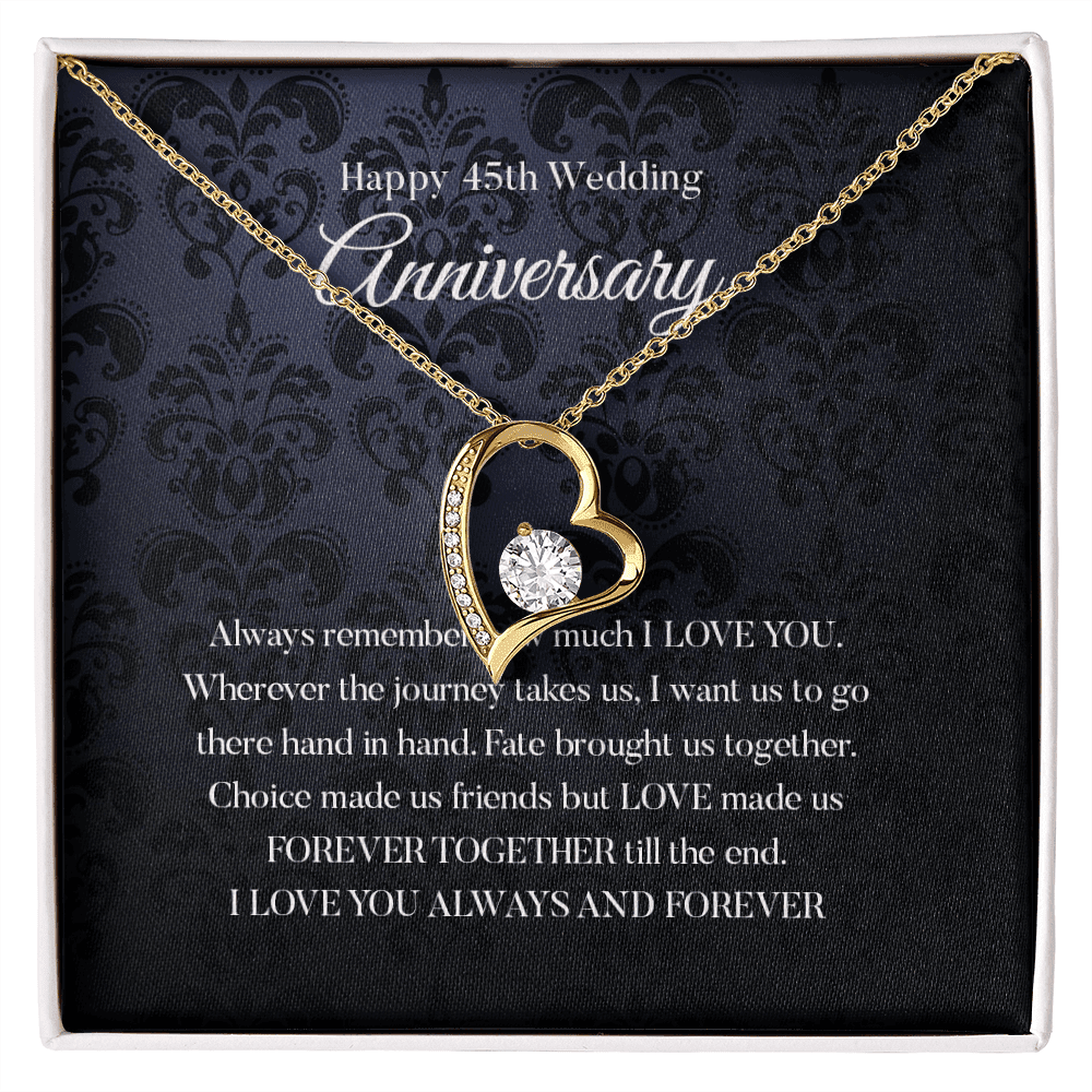 Wife Necklace, Happy 45th Wedding Anniversary Necklace Gift For Wife Forever Love Necklace