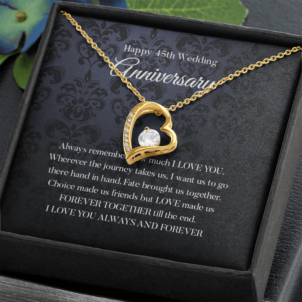 Wife Necklace, Happy 45th Wedding Anniversary Necklace Gift For Wife Forever Love Necklace