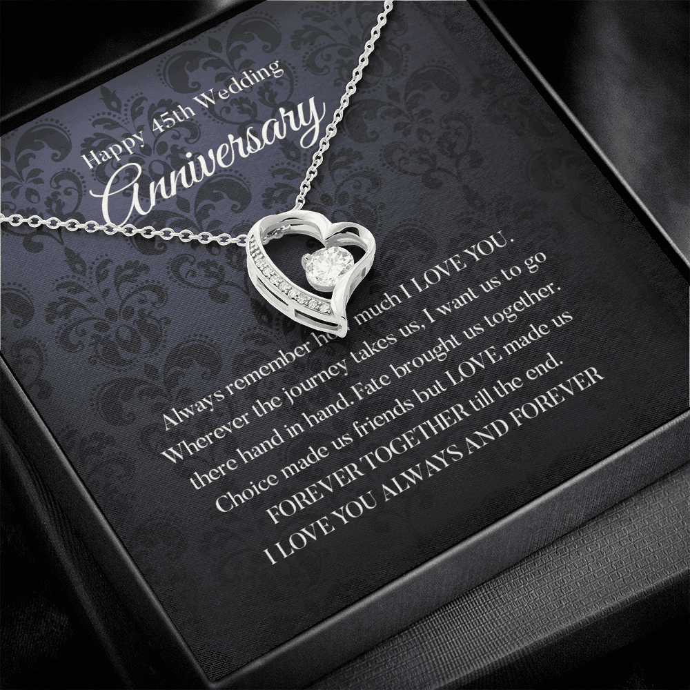 Wife Necklace, Happy 45th Wedding Anniversary Necklace Gift For Wife Forever Love Necklace