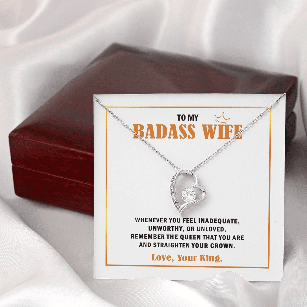 Wife Necklace, To My Badass Wife Queen Forever Love Necklace