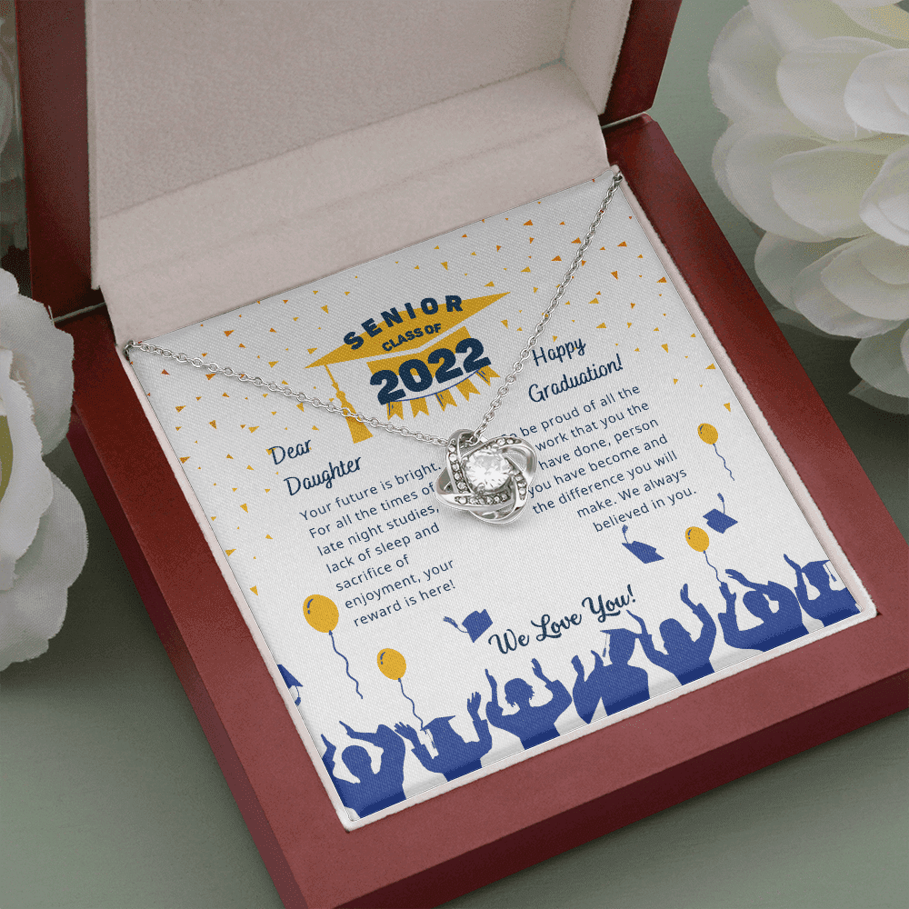 Your Future Is Bright Love Knot Necklace Graduation Gift For Daughter Toptrendygear