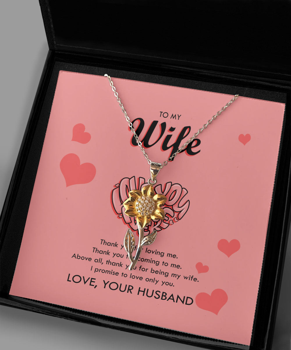 To My Wife Thank You For Loving Me Sunflower Pendant Necklace