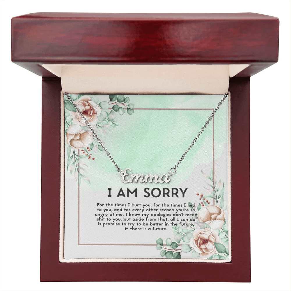 I Am Sorry Apology Message Personalized Name Necklace