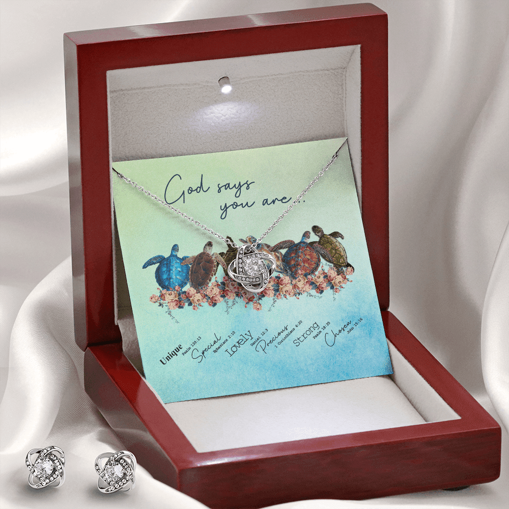 Granddaughter Necklace God Say You Are Gift For Granddaughter Love Knot With Free Earrings