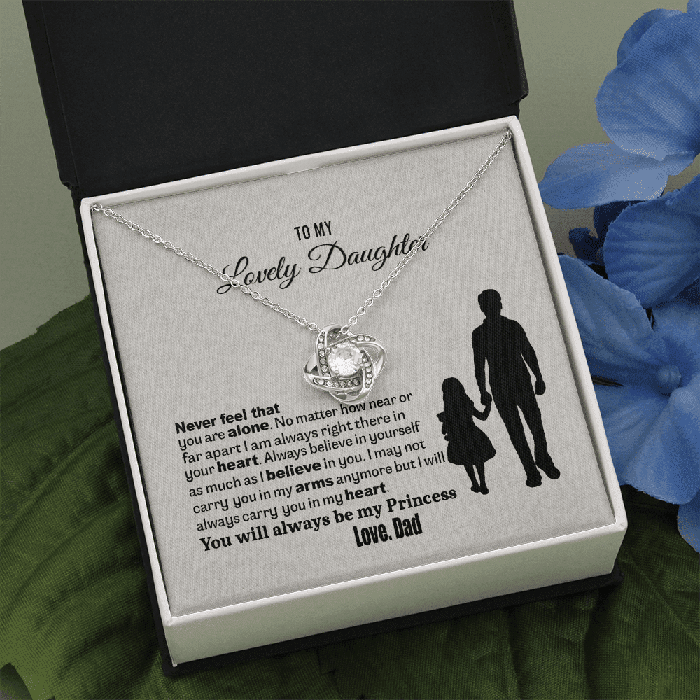 To My Lovely Daughter Love Knot Necklace