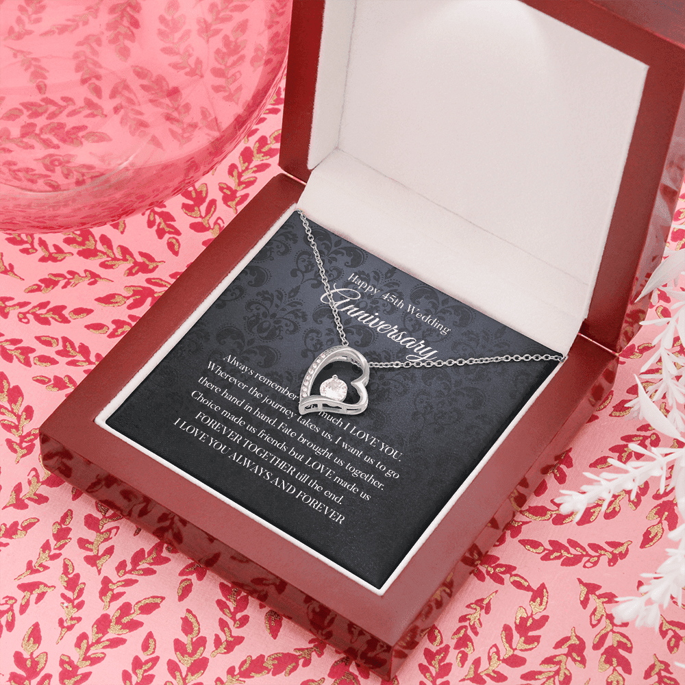 Wife Necklace, Happy 45th Wedding Anniversary Necklace Gift For Wife Forever Love Necklace