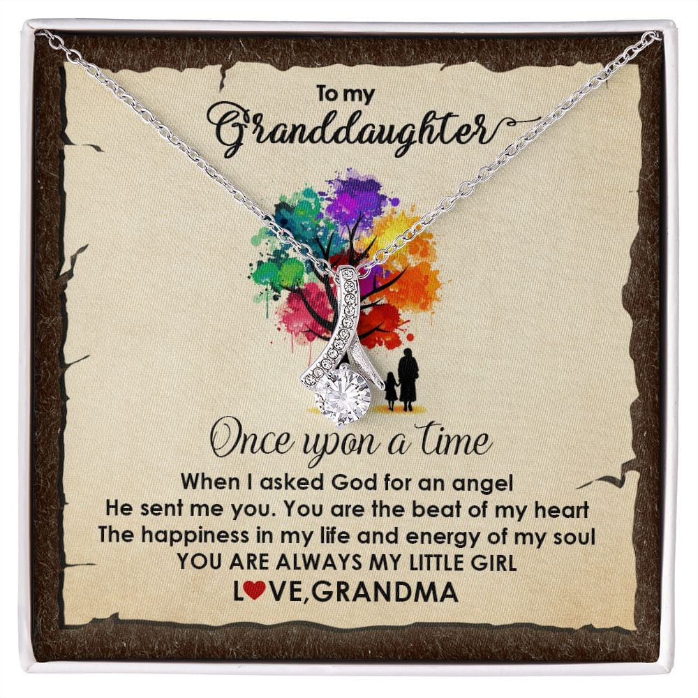 Granddaughter Necklace From Grandma Once Upon A Time God Sent Me An Angel As You Alluring Beauty Necklace