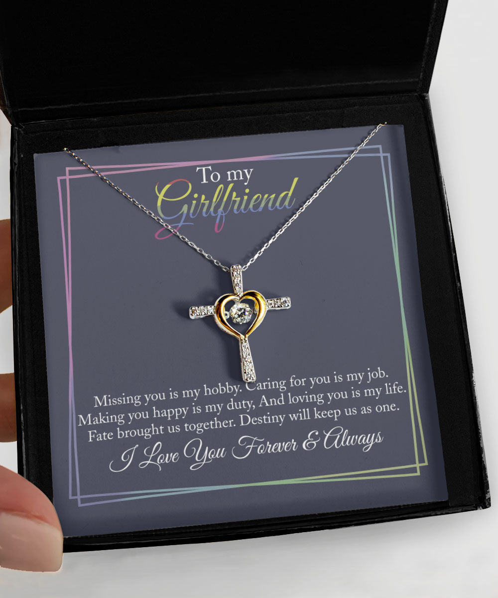 Necklaces For Girlfriend Missing You Is My Hobby Gift Ideas For Girlfriend Cross Dancing Necklace Toptrendygear