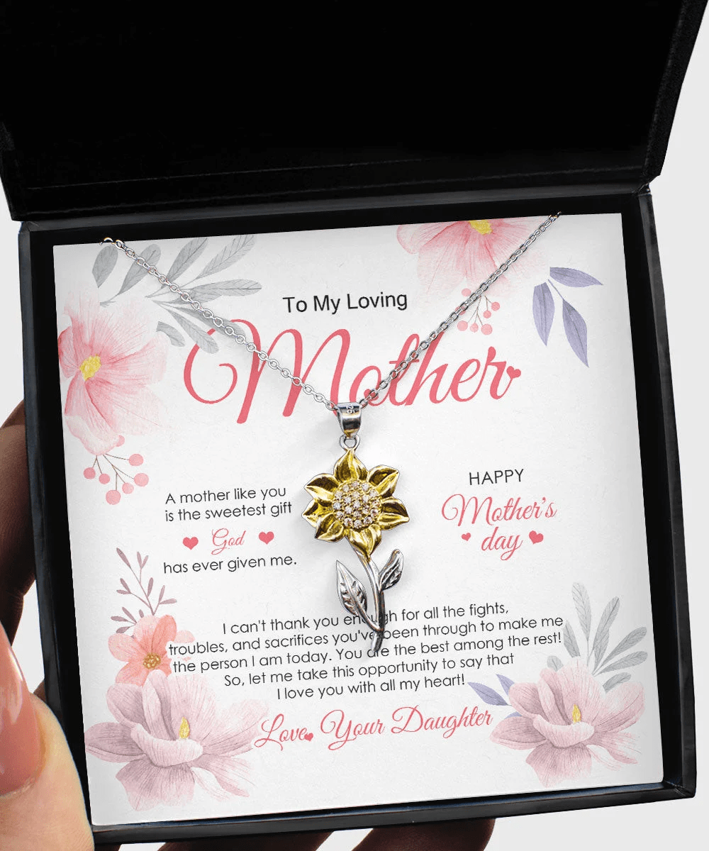 To My Mom For All The Time You Are The Sweetest Gift God Has Ever Given Me Sunflower Pendant Necklace Toptrendygear