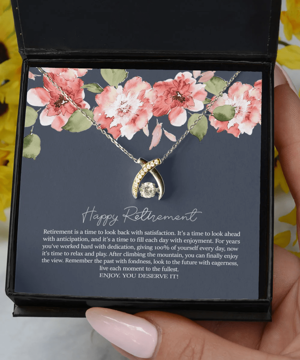 Retirement Gift It Is A Time To Fill Each Day With Enjoyment Retirement Gifts For Women Wishbone Dancing Necklace Toptrendygear
