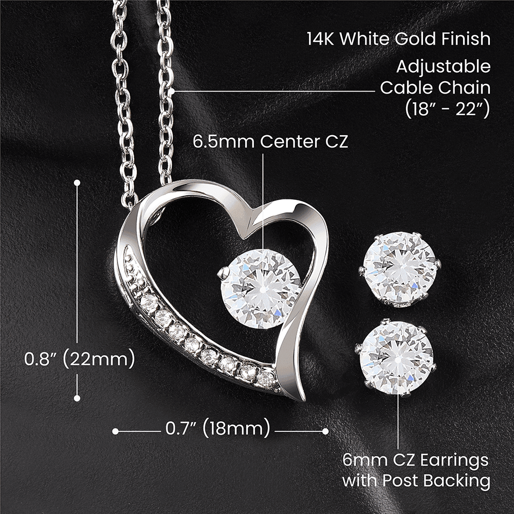 Granddaughter Necklace From Grandma Never Forget That I Love You Forever Love Necklace With Free Cubic Zirconia Earrings