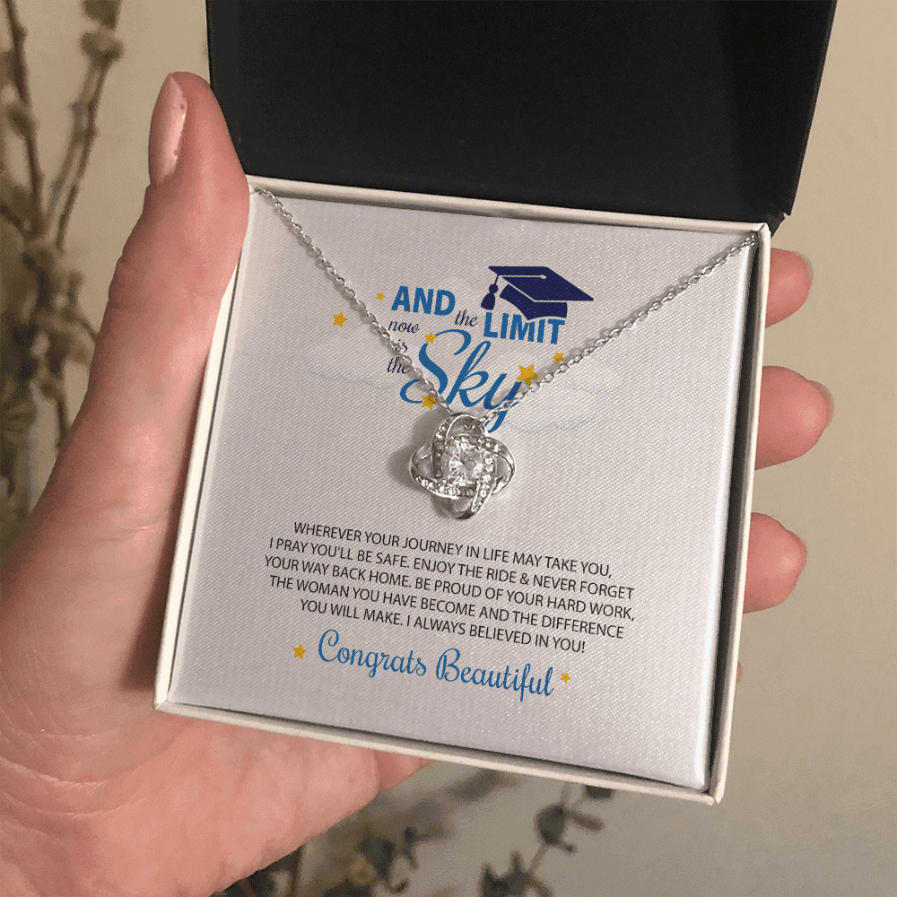 To My Beautiful I Always Believed In You, The Limit Is The Sky Love Knot Necklace Gift For Daughter Toptrendygear
