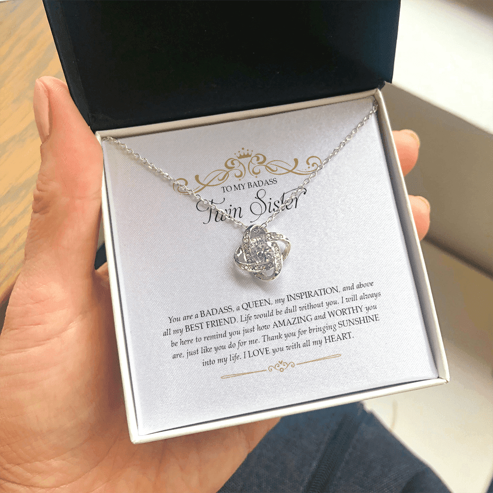 Sister's Gift I Love You With All My Heart Gift For Twin Sister Love Knot Necklace