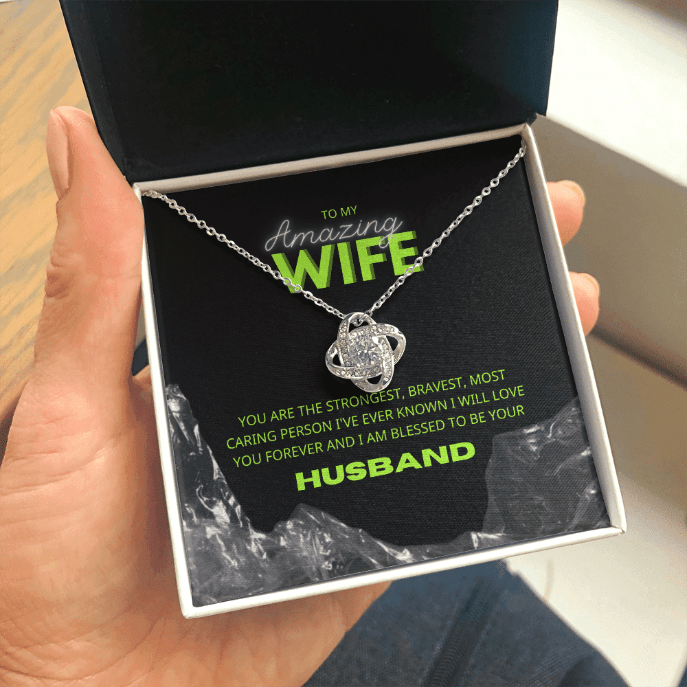 To Amazing Wife I Am Blessed To Be Yours Love Knot Necklace Toptrendygear
