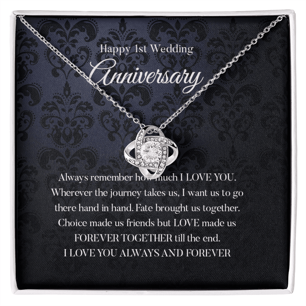 Wife Necklace, Happy 1st Wedding Anniversary Necklace Happy First Anniversary Love Knot Necklace Gift For Wife