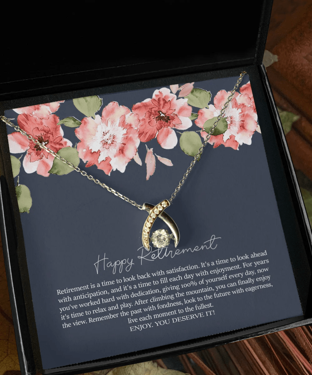 Retirement Gift It Is A Time To Fill Each Day With Enjoyment Retirement Gifts For Women Wishbone Dancing Necklace Toptrendygear