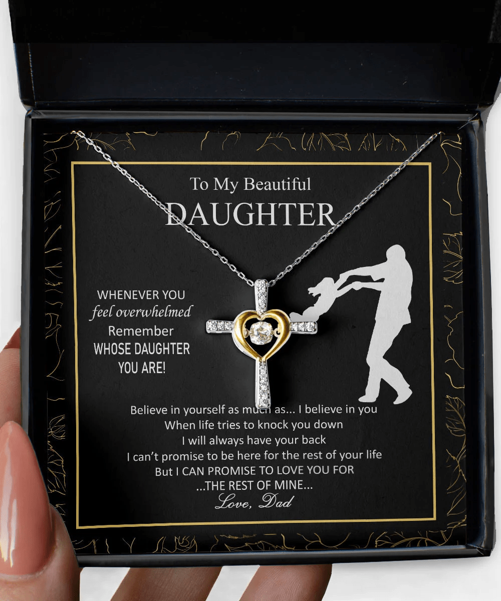 Daughter Jewellry I Will Always Have Your Back Gift For Daughter From Dad Cross Dancing Necklace Toptrendygear