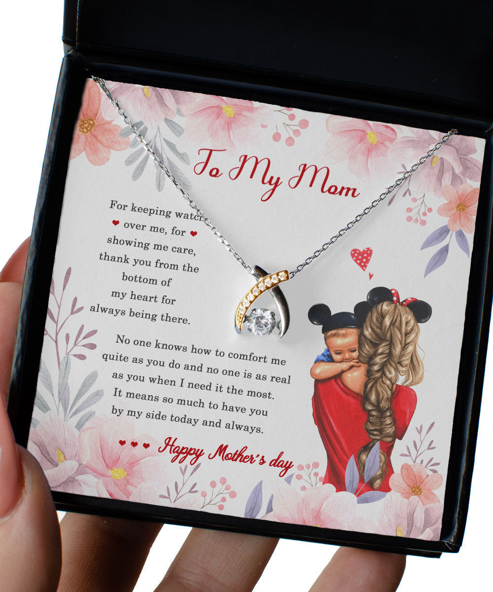To My Mom It Means So Much To Have You By My Side Happy Mother's Day Wishbone Dancing Necklace Toptrendygear