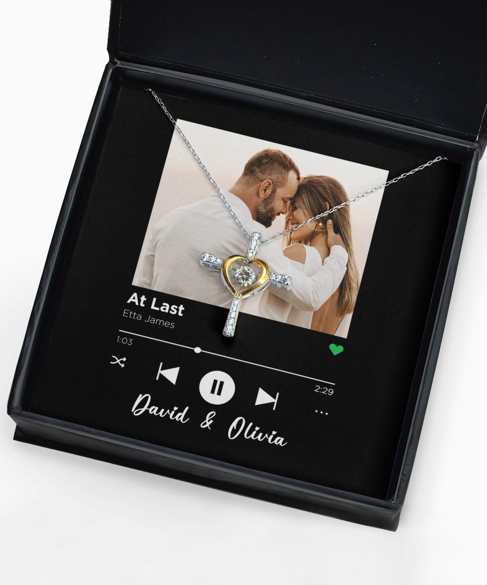 At Last Custom Spotify Code With Couple Photo And Song Card Cross Dancing Necklace Anniversary Gifts For Her Toptrendygear