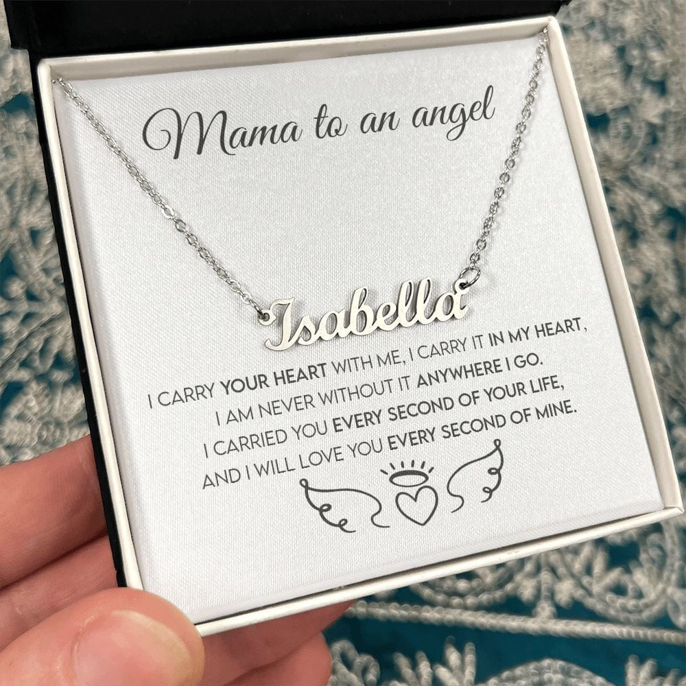 Mama To An Angel, Miscarriage Keepsake Personalized Name Necklace
