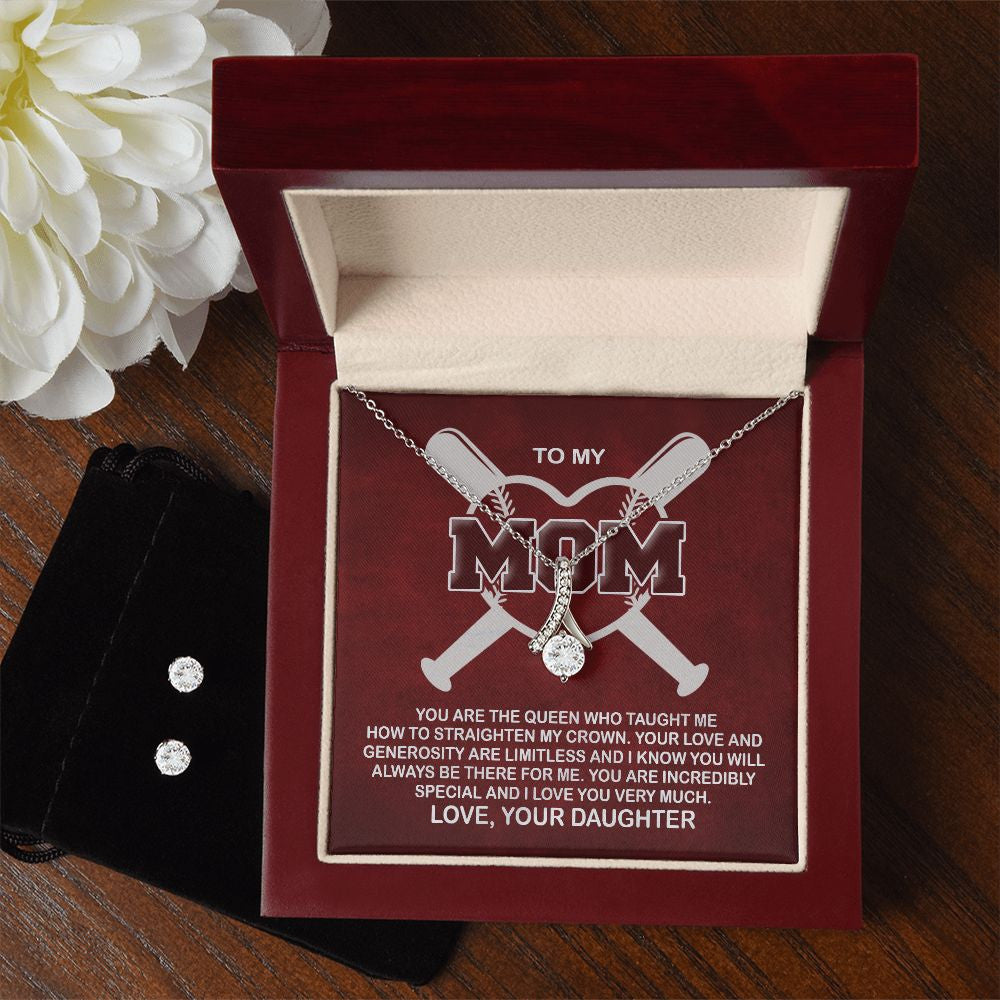 Mother Daughter Necklace, You Are The Queen Who Taught Me How To Straighten My Crown Forever Love Necklace Set Best Gifts For Mom