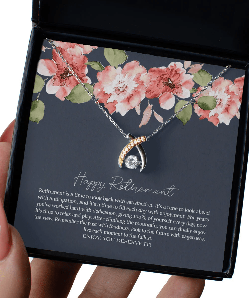 Retirement Gift It Is A Time To Fill Each Day With Enjoyment Retirement Gifts For Women Wishbone Dancing Necklace Toptrendygear