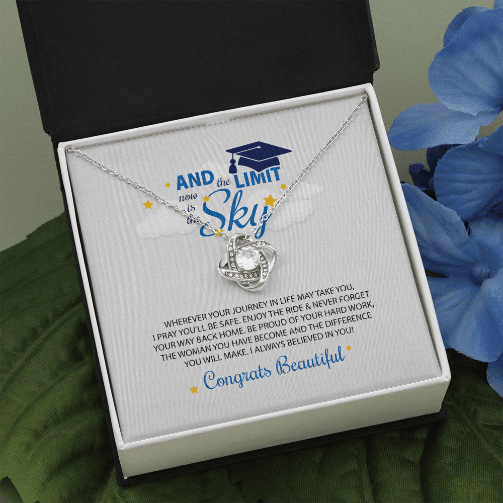 To My Beautiful I Always Believed In You, The Limit Is The Sky Love Knot Necklace Gift For Daughter Toptrendygear