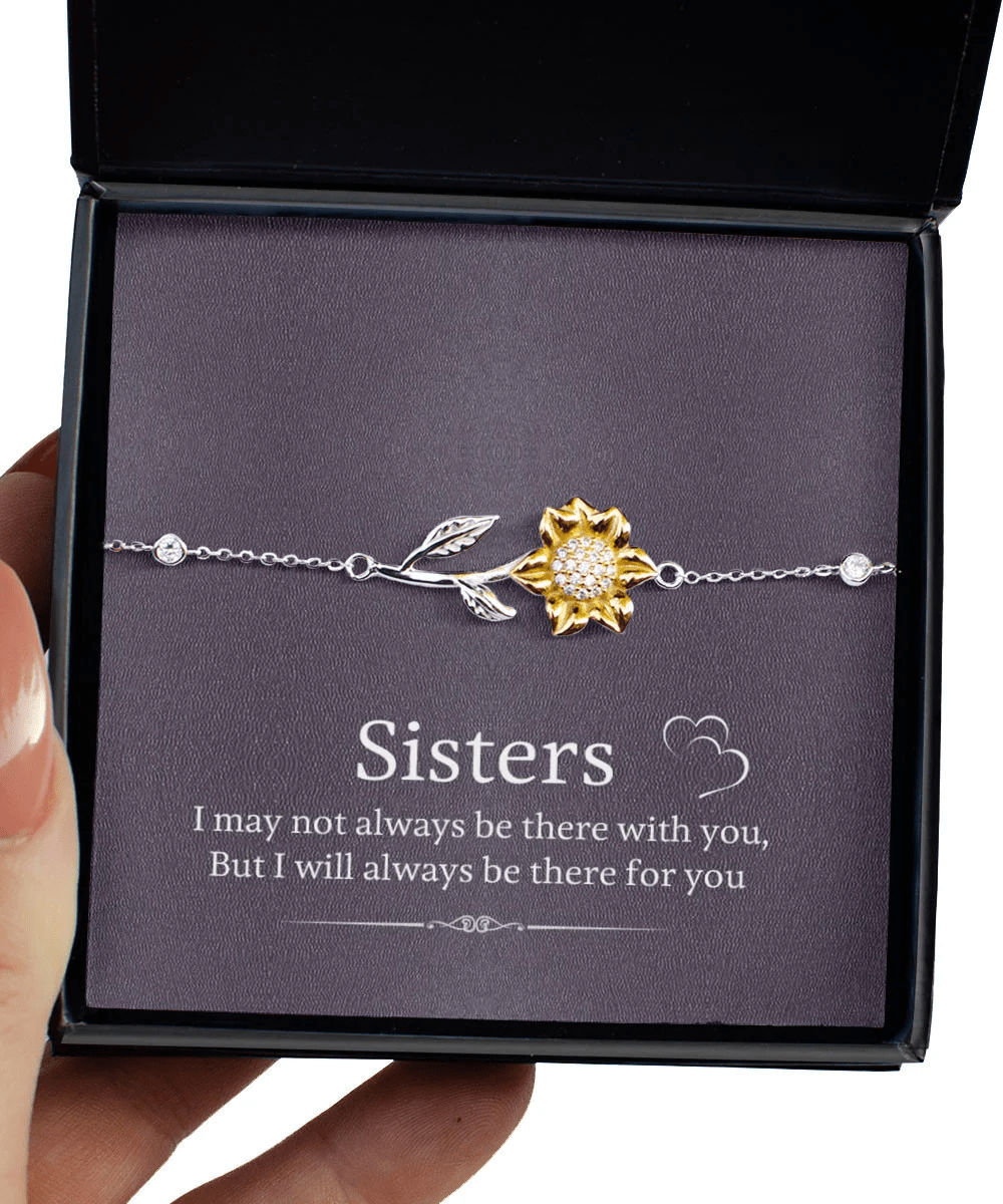Sister Necklace I'll Always Be There For You Best Gift For Sister Sunflower Bracelet Toptrendygear