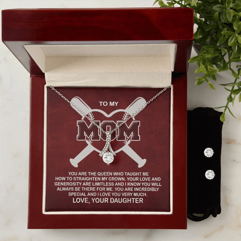 Mother Daughter Necklace, You Are The Queen Who Taught Me How To Straighten My Crown Forever Love Necklace Set Best Gifts For Mom