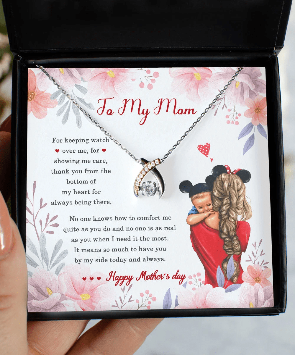 To My Mom It Means So Much To Have You By My Side Happy Mother's Day Wishbone Dancing Necklace Toptrendygear