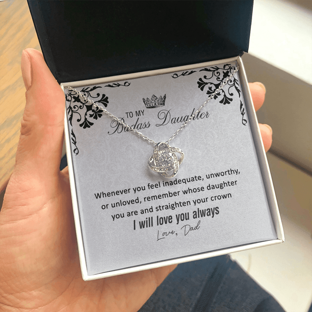 To My Badass Daughter From Dad Love Knot Necklace