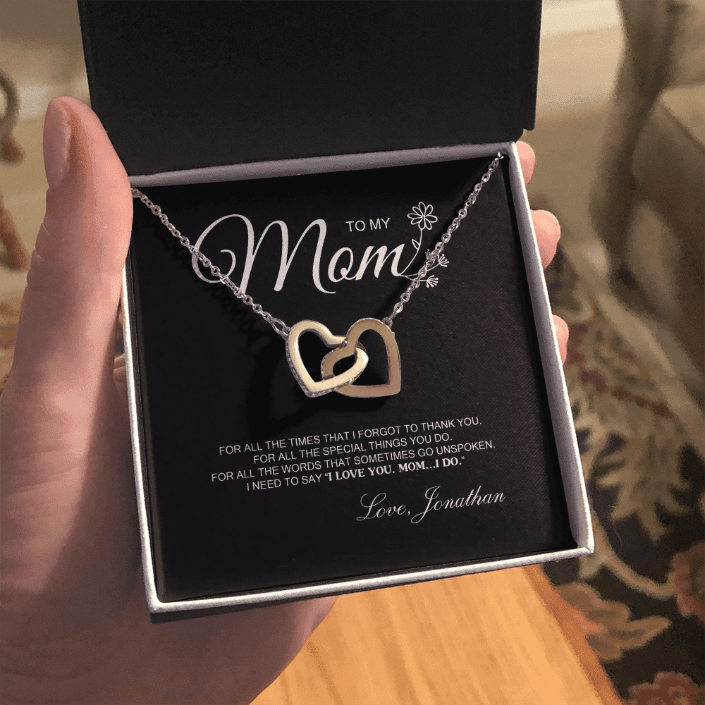 To My Mom For All The Time Interlocking Heart Necklace Toptrendygear